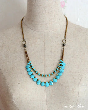 Handmade Turquoise Jasper Multi-Layer Beaded Necklace