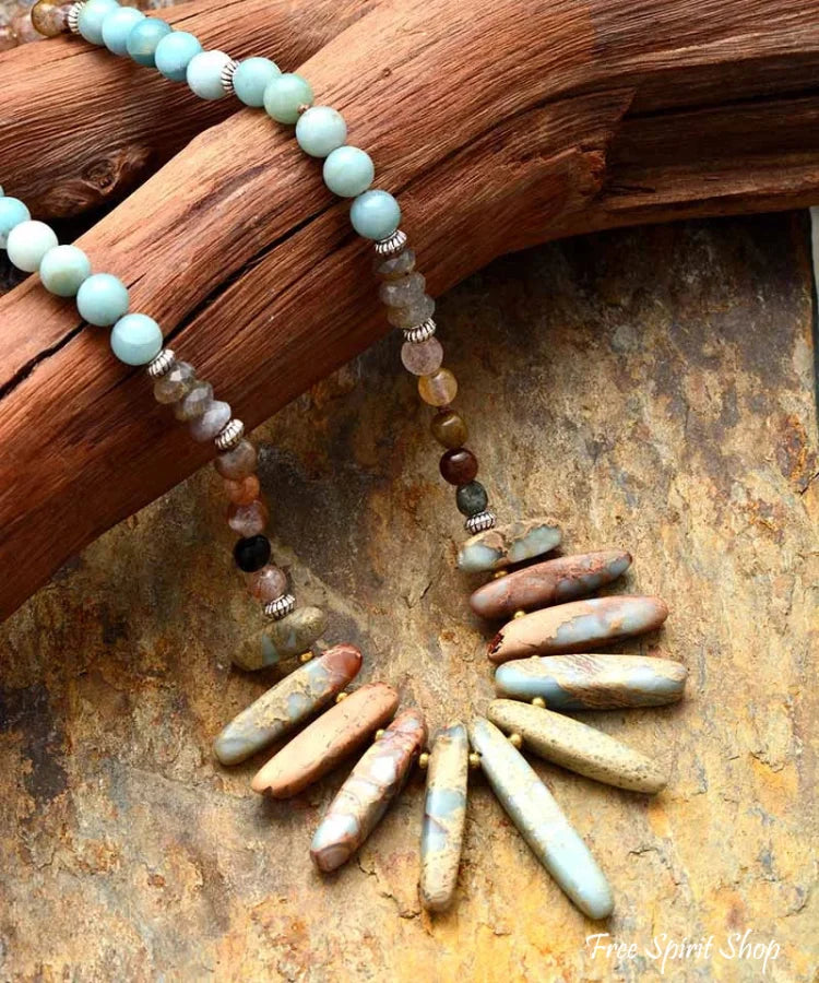 Natural Jasper & Mix Gemstone Beaded Necklace