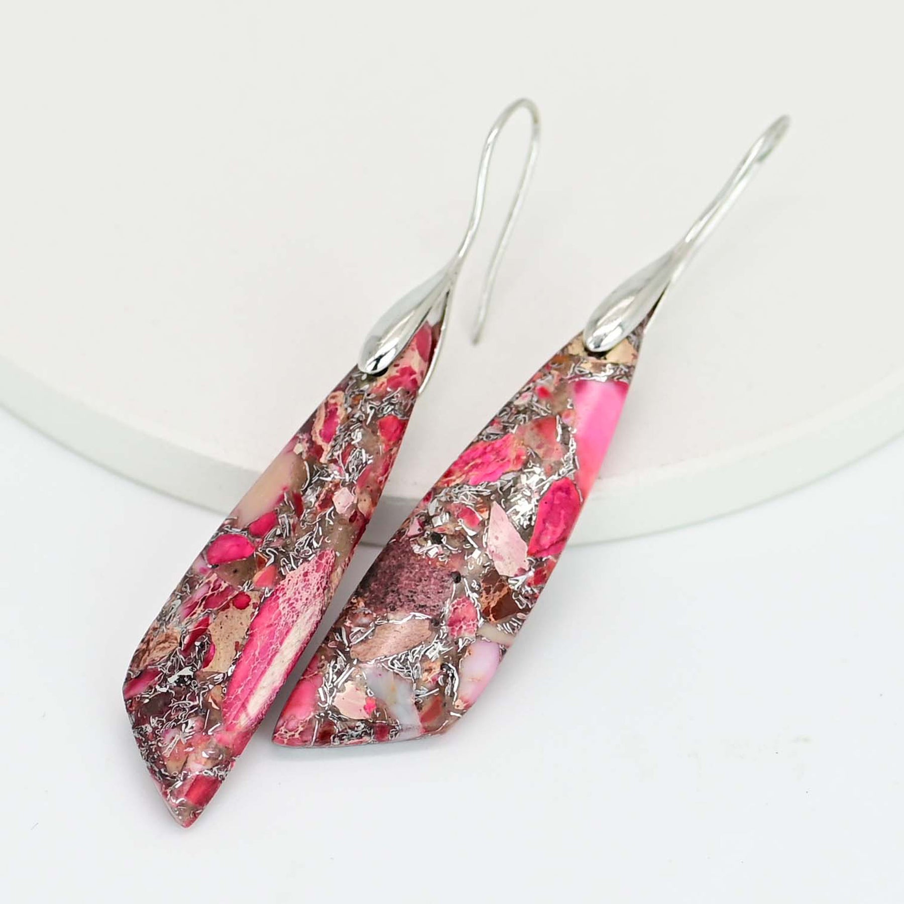 Pink Regalite Stone Earrings