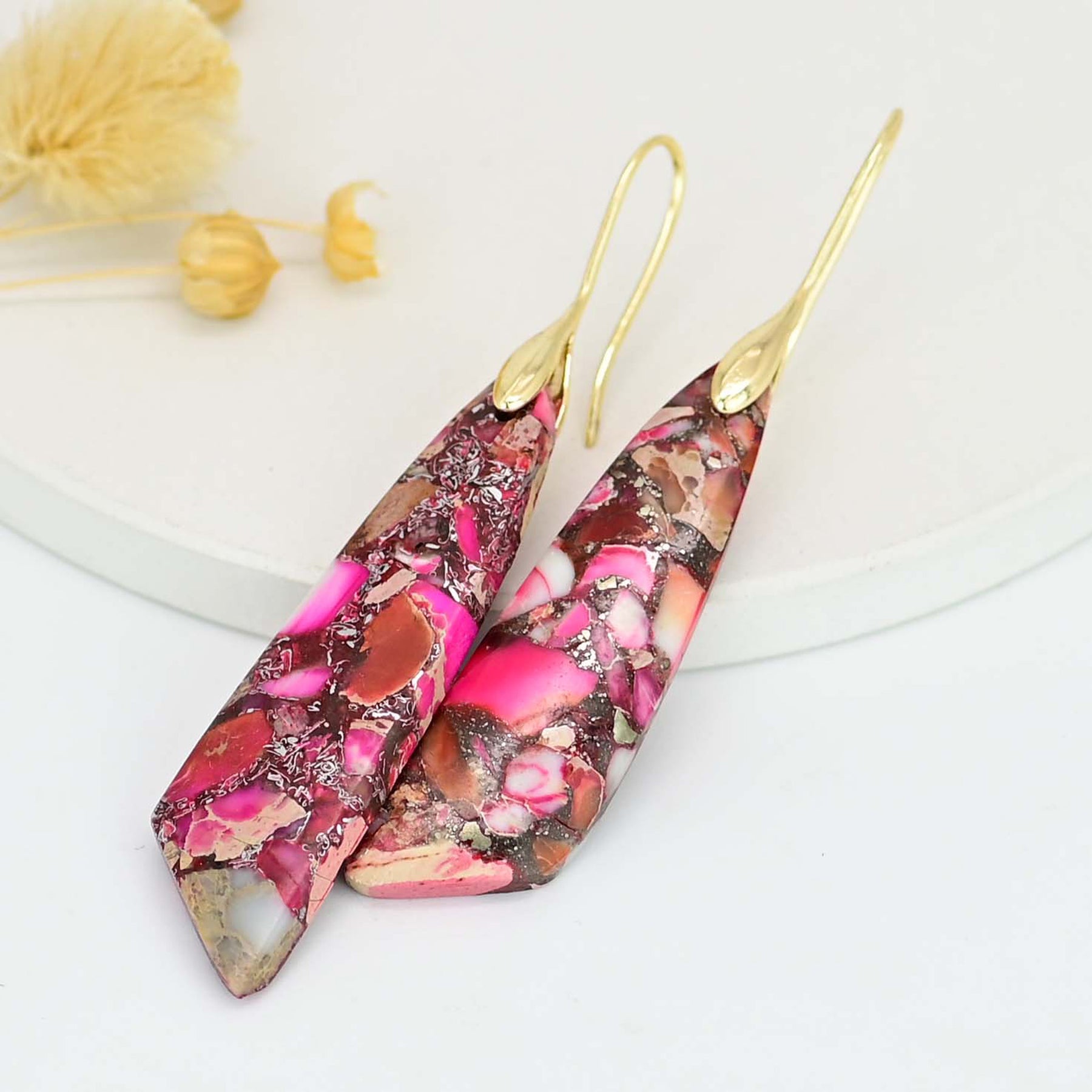 Pink Regalite Stone Earrings