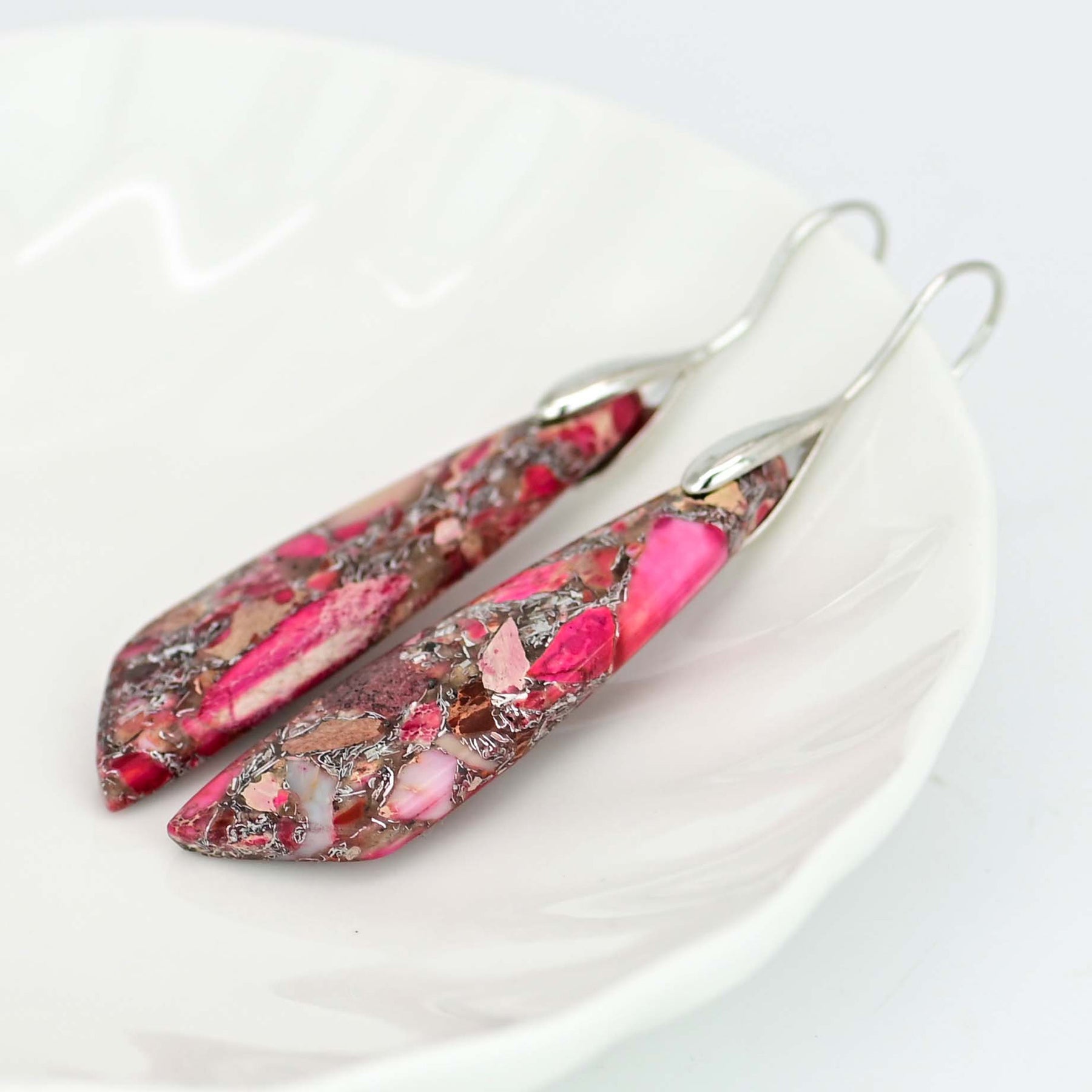 Pink Regalite Stone Earrings