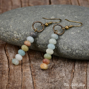 Natural Amazonite Circle Earrings Jewelry > Gemstone