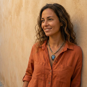 Natural Labradorite With Heart Pendant Bead Necklace