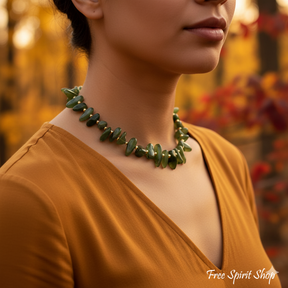 Green Jade Nugget Statement Necklace – Harmony & Abundance Jade Jewelry > Gemstone Bead Necklace