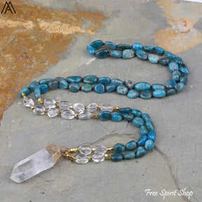 Natural Yellow Citrine & Clear Quartz Necklace - Jewelry > Gemstone Bead Necklace