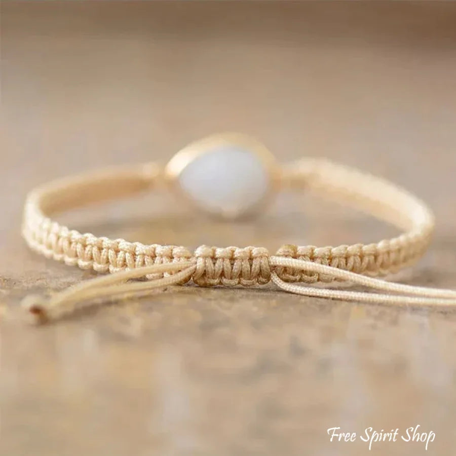 Handmade Moonstone Teardrop Adjustable Bracelet