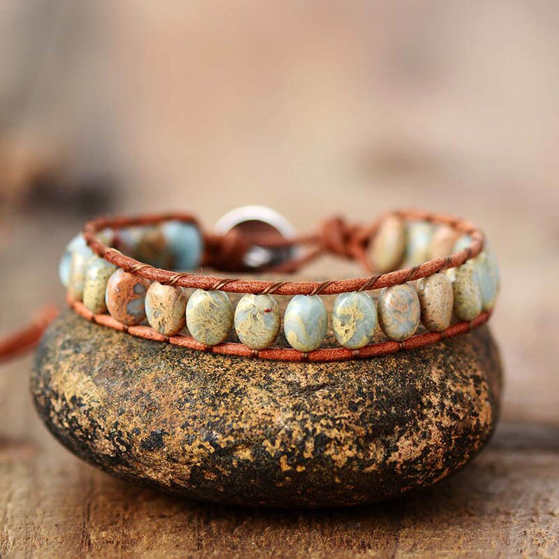 Turquoise Jasper Single Row Bead Wrap Bracelet