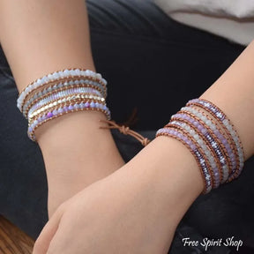 Natural Purple Agate & Miyuki Bead Wrap Bracelet Jewelry > Gemstone