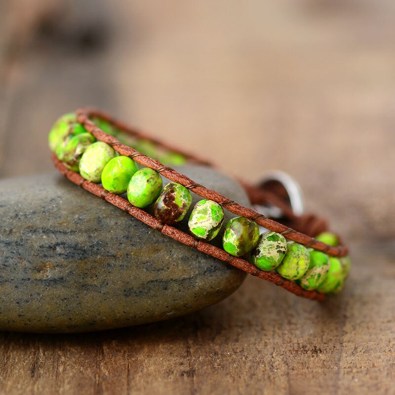 Turquoise Jasper Single Row Bead Wrap Bracelet