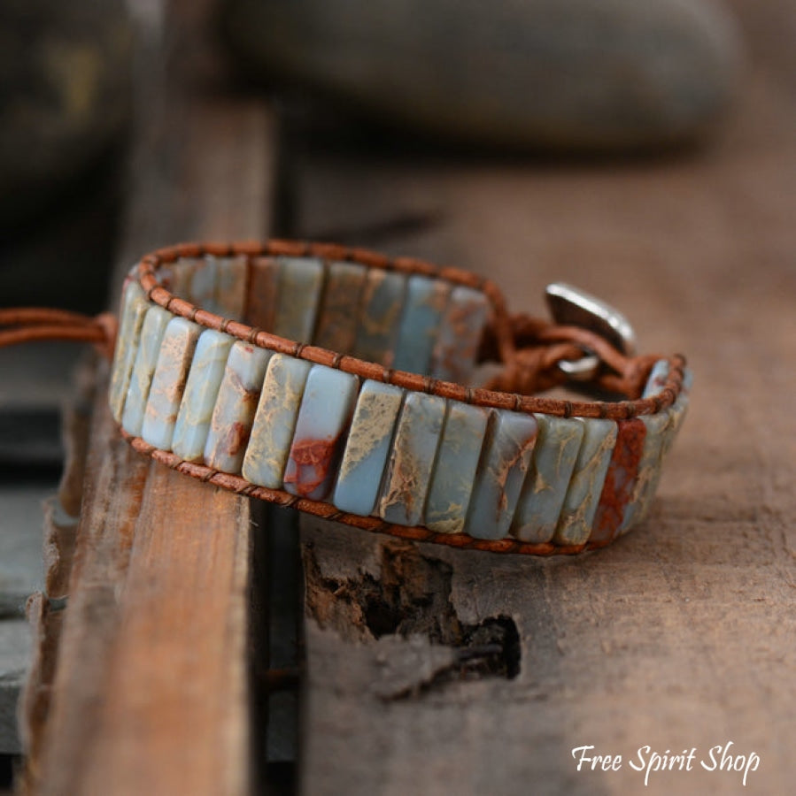 Handmade Natural King Jasper Tube Wrap Bracelet
