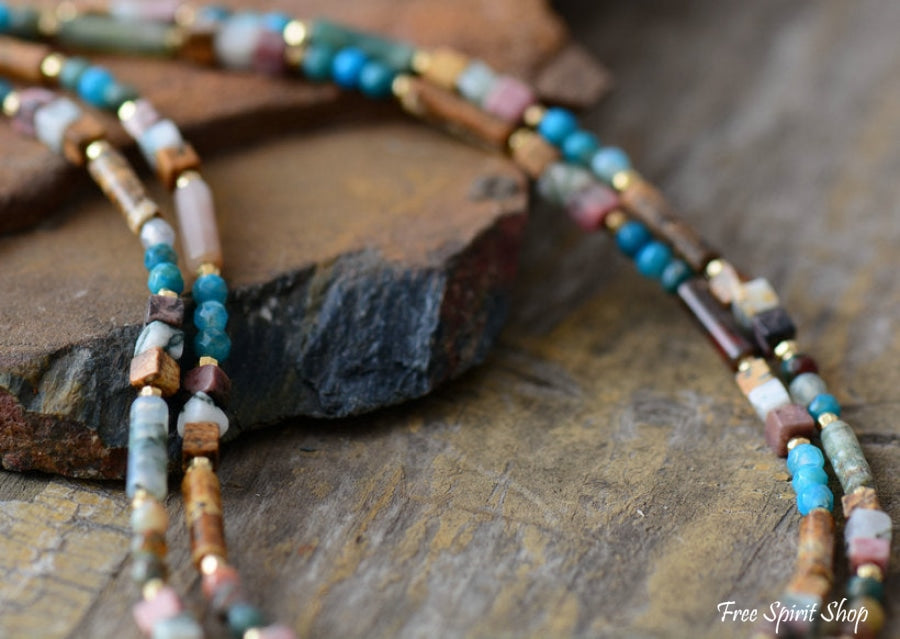 Natural Mixed Gemstone Beaded Choker Necklace