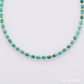 Natural Turquoise Bead Choker Necklace