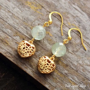 Natural Green Aventurine Heart Drop Earrings Jewelry > Gemstone