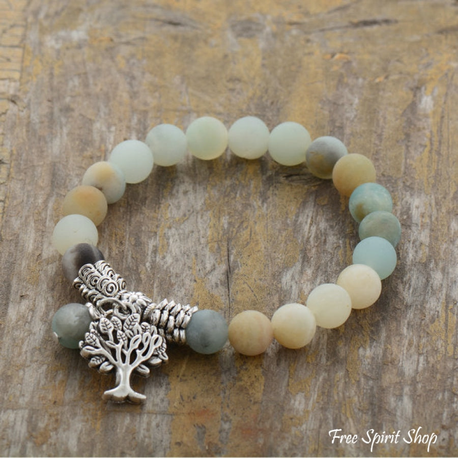 Natural Amazonite Tree Of Life Bead Bracelet