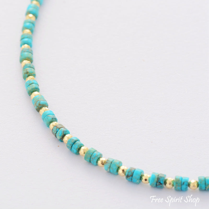 Natural Turquoise Bead Choker Necklace