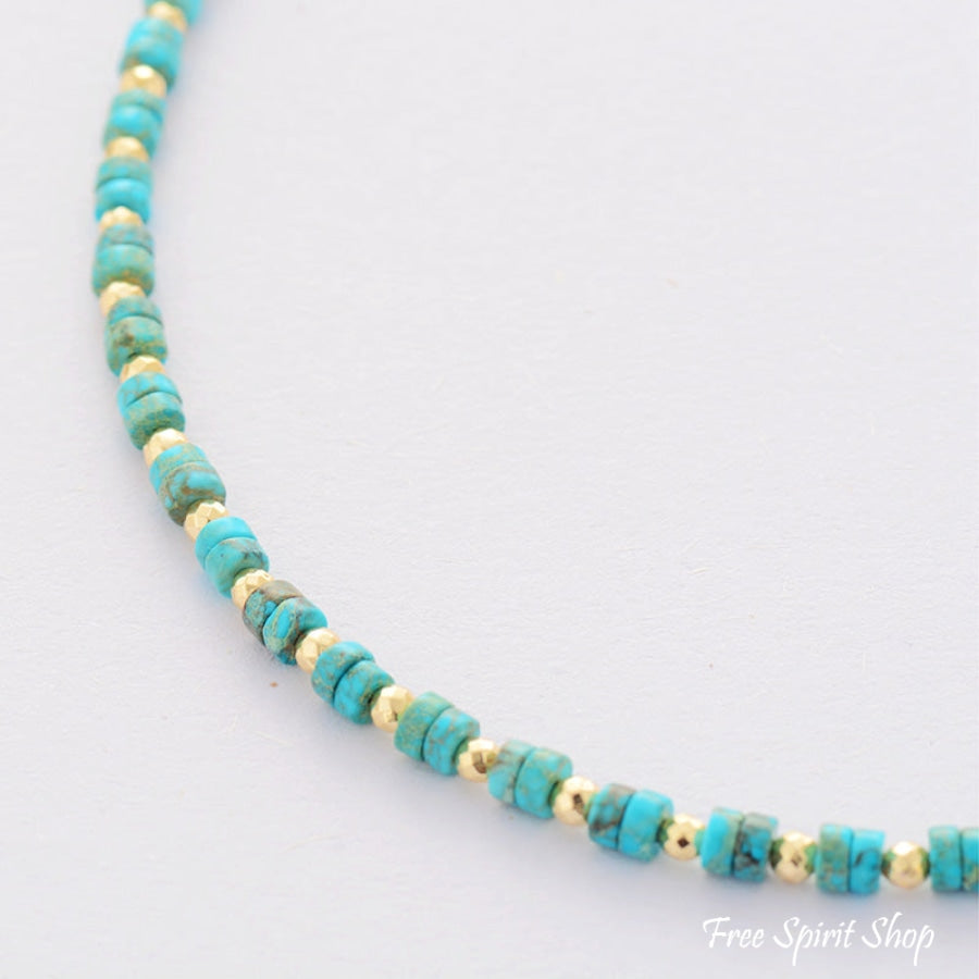 Natural Turquoise Bead Choker Necklace