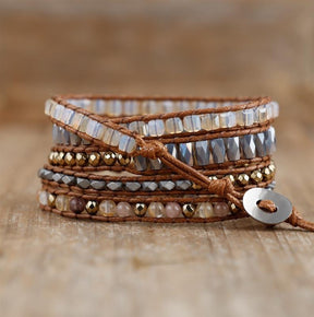 Natural Strawberry Agate & Citrine Wrap Bracelet