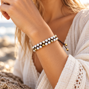 Freshwater Pearl Double Row Macrame Bracelet