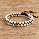 Freshwater Pearl Double Row Macrame Bracelet