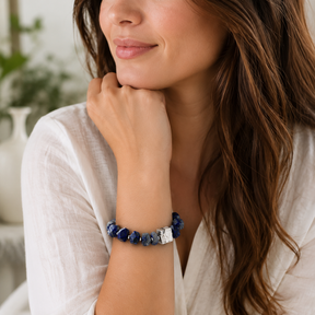 Natural Irregular Lapis Lazuli Bead Bracelet