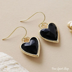 Labradorite Heart Drop Earrings