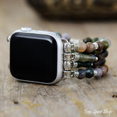 Natural Indian Agate Elastic Beaded Apple Watch Band