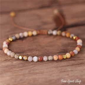 Natural Crazy Agate Minimalist Bead Bracelet Jewelry > Gemstone