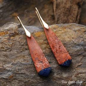 Terracotta & Blue Jasper Dangle Earrings Jewelry > Gemstone