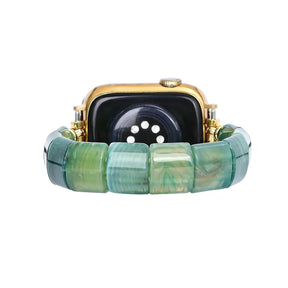 Green Agate Square Bead Apple Watch Band