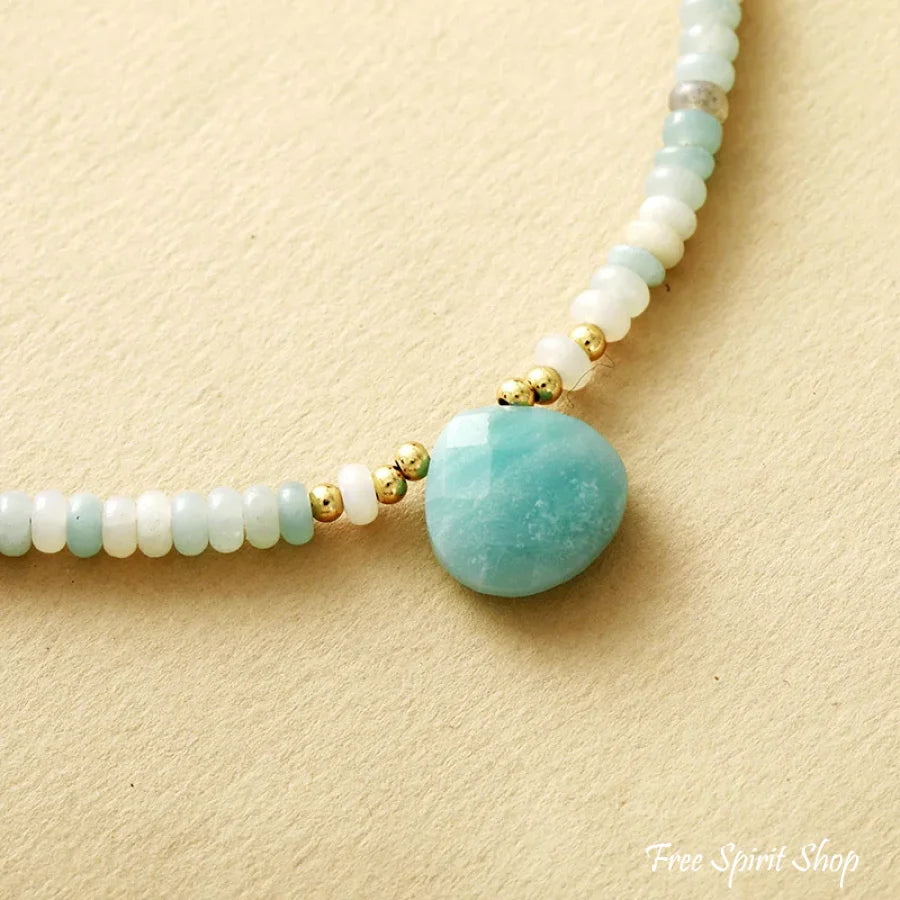 Amazonite & Turquoise Bead Choker Necklace Jewelry > Gemstone