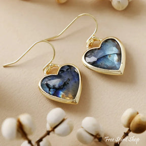Labradorite Heart Drop Earrings