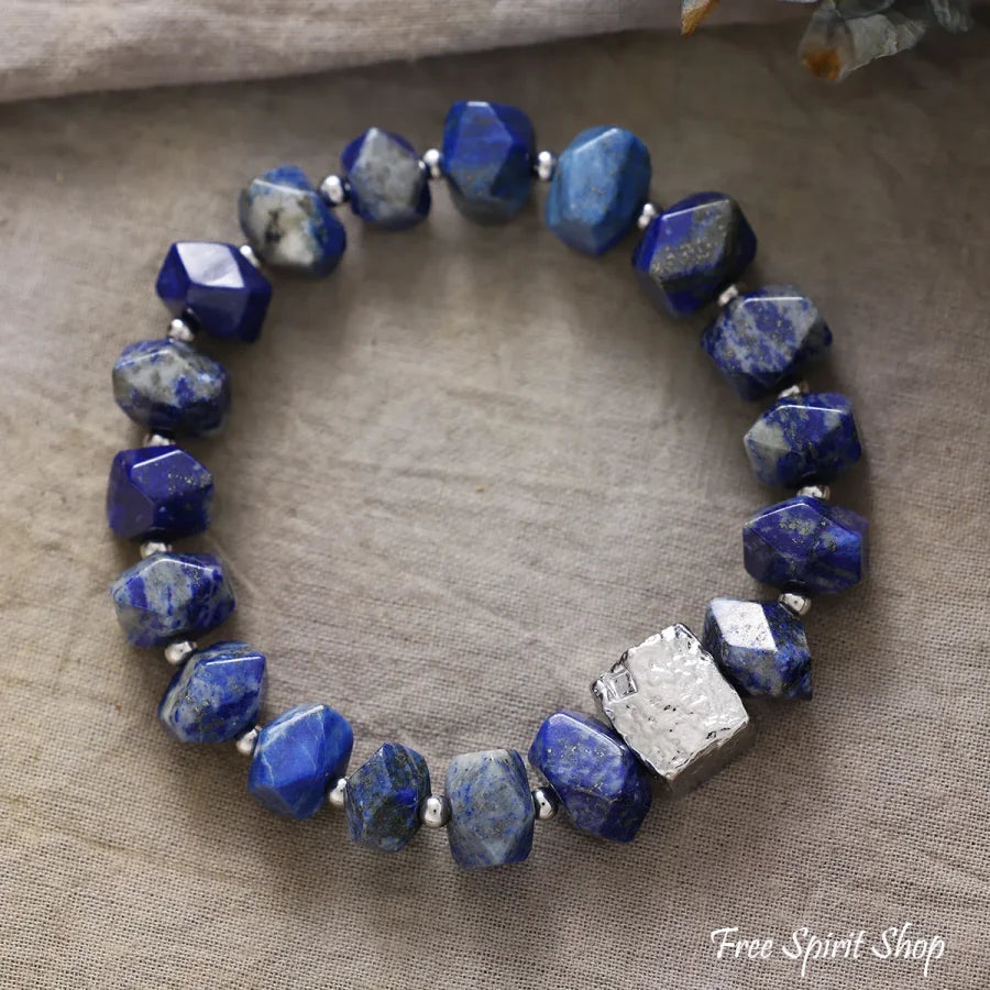 Natural Irregular Lapis Lazuli Bead Bracelet - Lapis