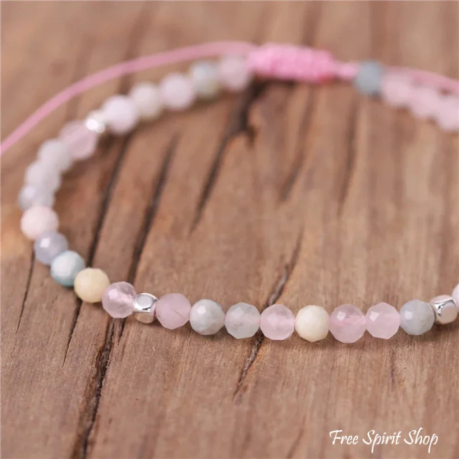 Natural Pink Morganite Minimalist Bead Bracelet Jewelry > Gemstone