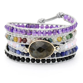 Natural Labradorite Sodalite Indian Agate Wrap Bracelet Jewelry > Gemstone Bead