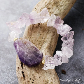 Natural Raw Amethyst Crystal Bracelet Jewelry > Gemstone Bead