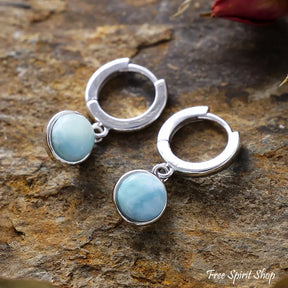 Minimalist Silver Larimar Drop Earrings Jewelry > Earrings > Gemstone Earrings