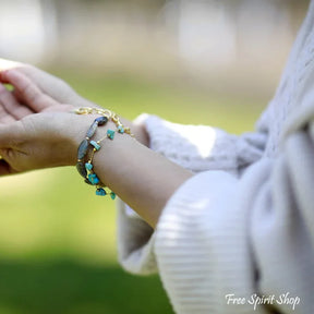 Natural Labradorite Oval Bead Bracelet