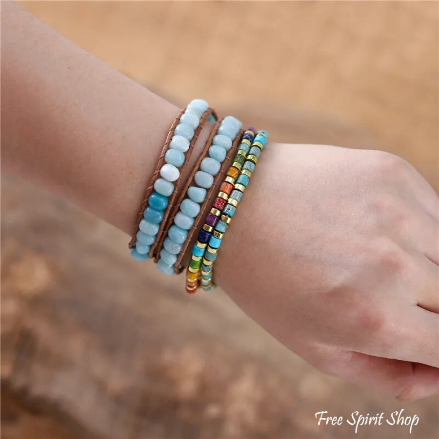 Rainbow Jasper Stone Adjustable Bead Bracelet Jewelry > Gemstone