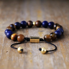 Natural Tiger Eye & Sodalite Adjustable Bead Bracelet