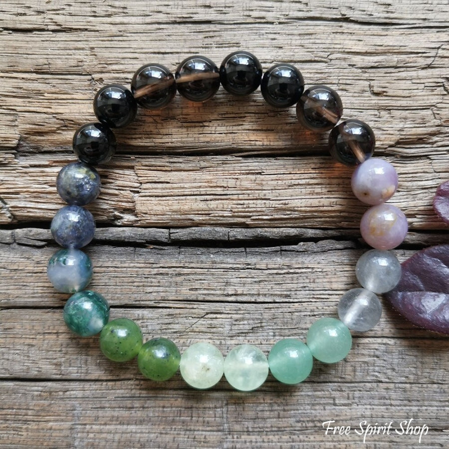 108 Natural Green Aventurine Smokey Quartz & Lepidolite Mala Bead Necklace