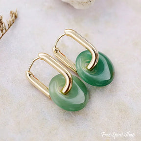 Serenity Green Aventurine Hoop Earrings