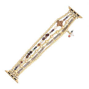 Picture Jasper Beaded Apple Watch Band with Clover Charm Smartwatch Band / Strap > Gemstone Bead Watch Band > Beaded