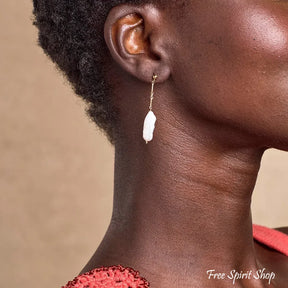 Freshwater Irregular Pearl Long Drop Earrings