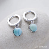Minimalist Silver Larimar Drop Earrings Hoop Jewelry > Earrings > Gemstone Earrings