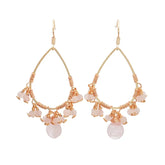 Natural Rose Quartz Crystal Bead Drop Earrings Jewelry > Gemstone