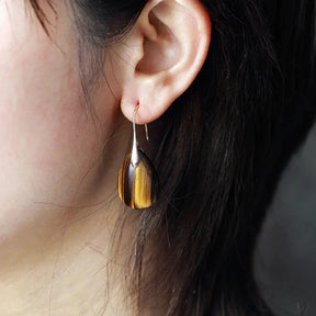 Natural Tiger Eye Drop Earrings