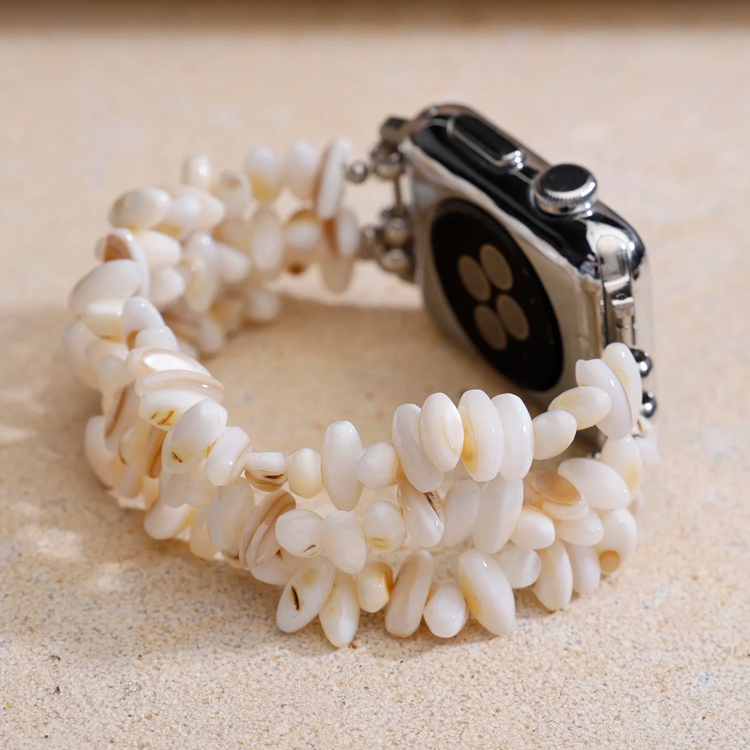 Natural White Shell Beaded Apple Watch Band