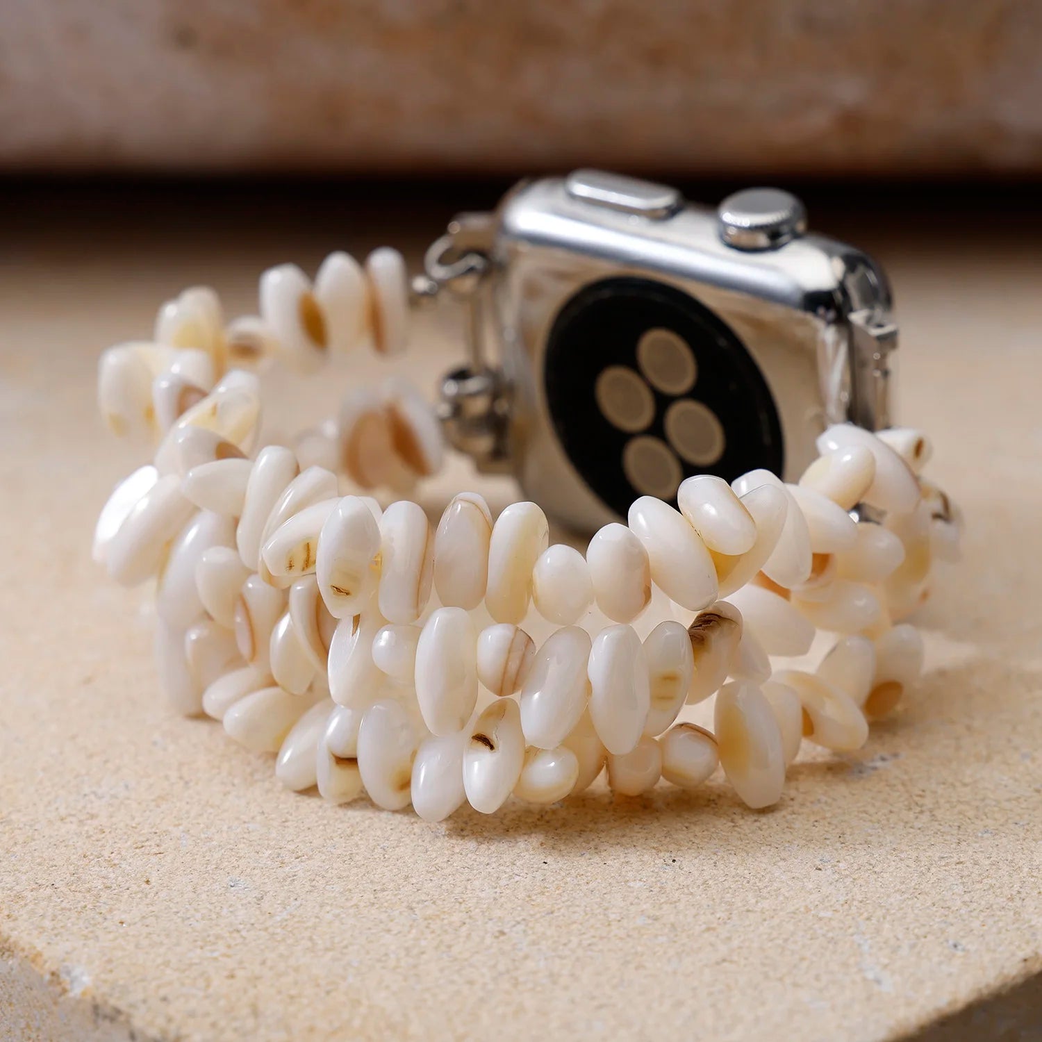 Natural White Shell Beaded Apple Watch Band