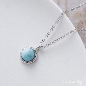 Minimalist Larimar Pendant Silver Necklace