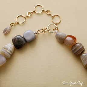 Natural Chunky Botswana Agate Gemstone Necklace Jewelry > Bead